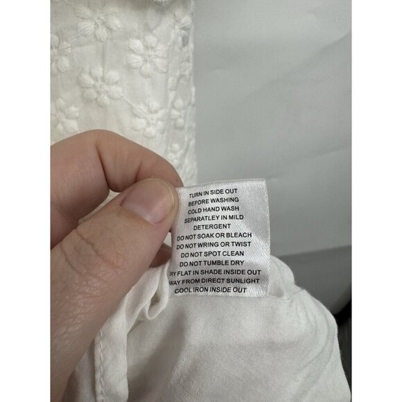 Sabo Luxe Mini Dress Women 4 White Ruffle Textured Floral Peasant Milkmaid - Picture 6 of 10